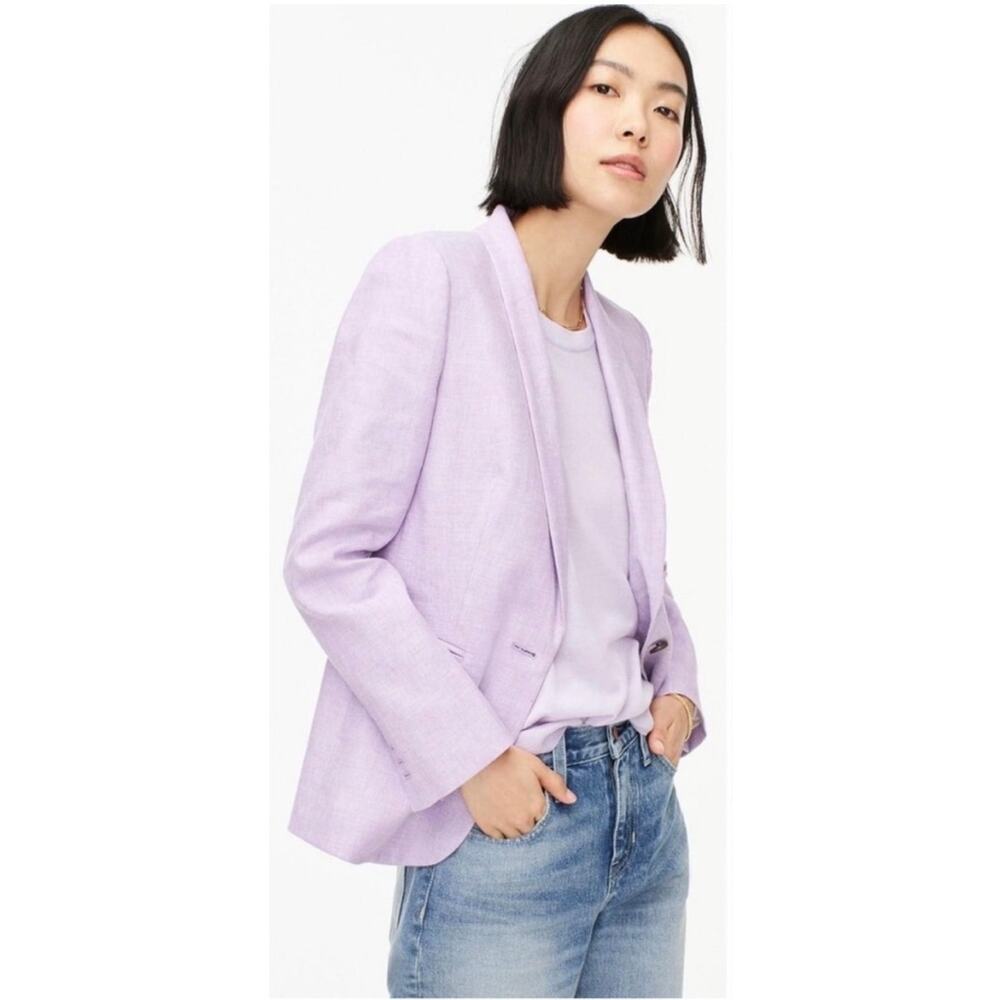 J.Crew Parke Linen Blazer Lilac Stretch Career Jacket Size 4 - Picture 7 of 14